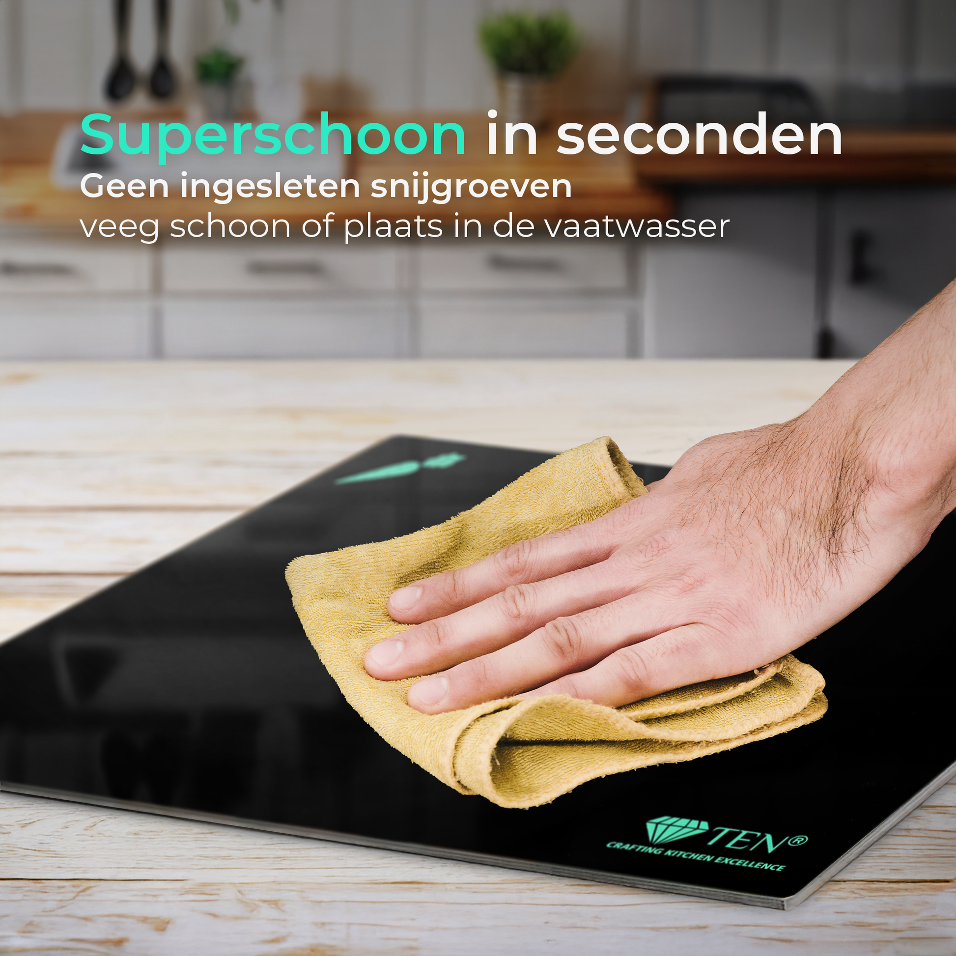 TEN® - Glazen Snijplankenset met Houder - Tenkitchen.store