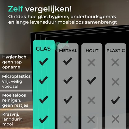TEN® - Glazen Snijplankenset met Houder - Tenkitchen.store