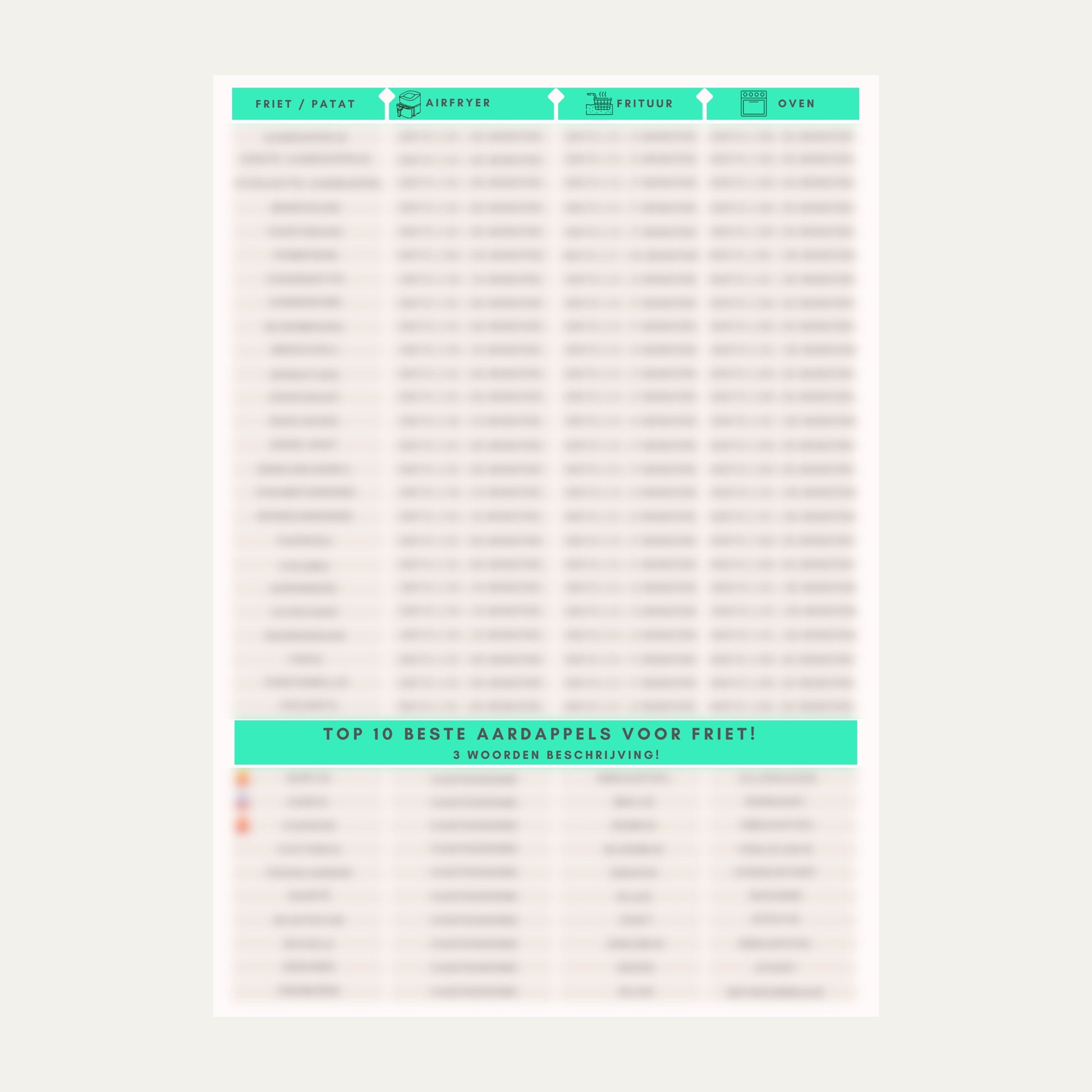 Cheatsheet Frietjes Bereiden - Tenkitchen.store