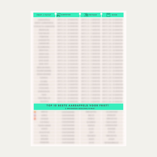 Cheatsheet Frietjes Bereiden - Tenkitchen.store