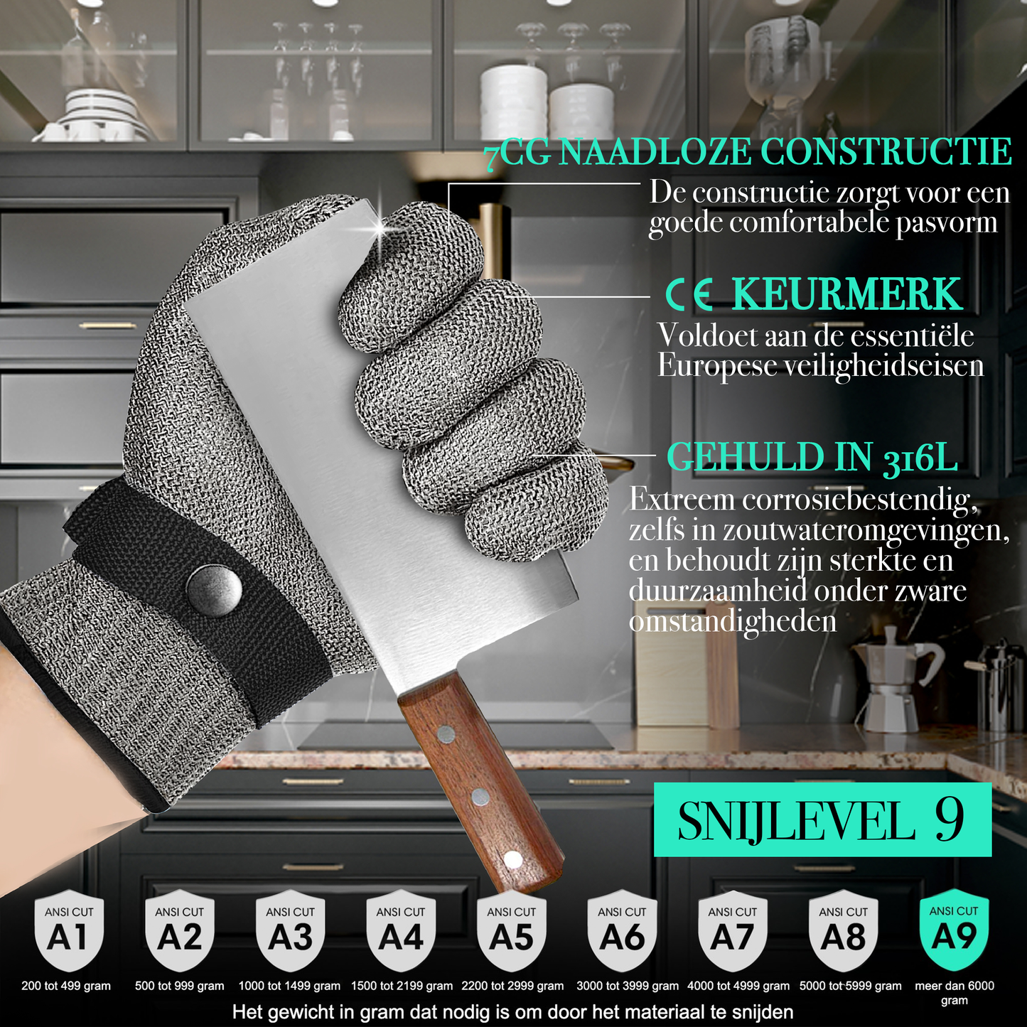 TEN® Oesterhandschoen - Veilig Openen van Oesters - Tenkitchen.store